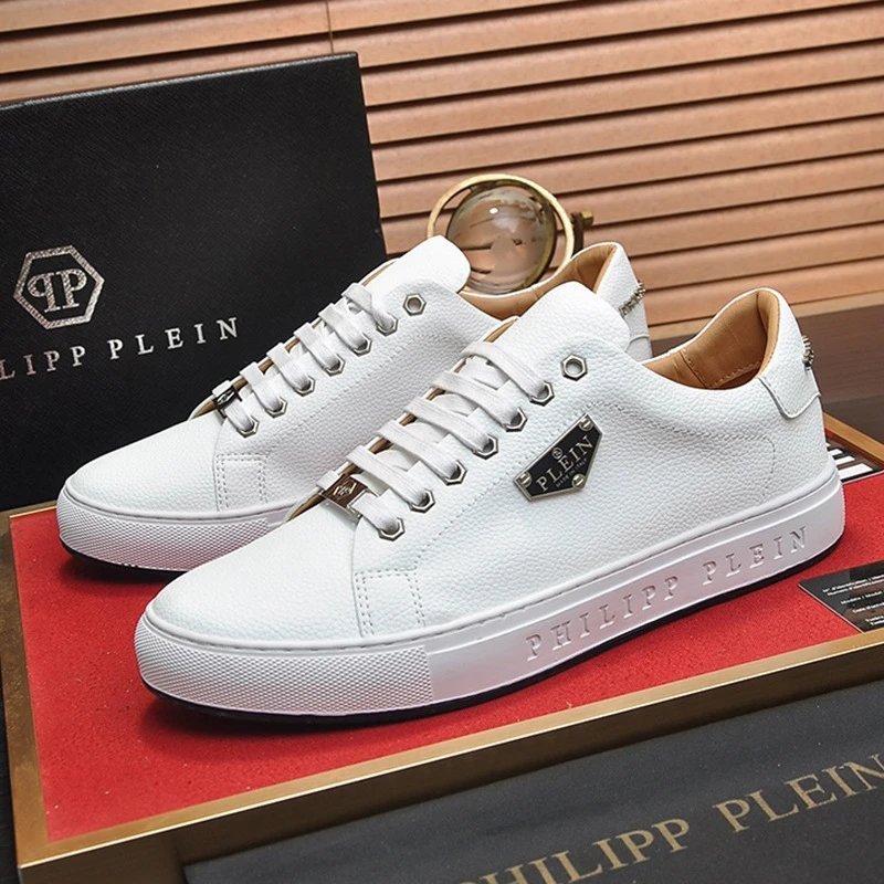 Leather Soft-soled Breathable Casual Men's Shoes Solid Color Lace-up Sneakers