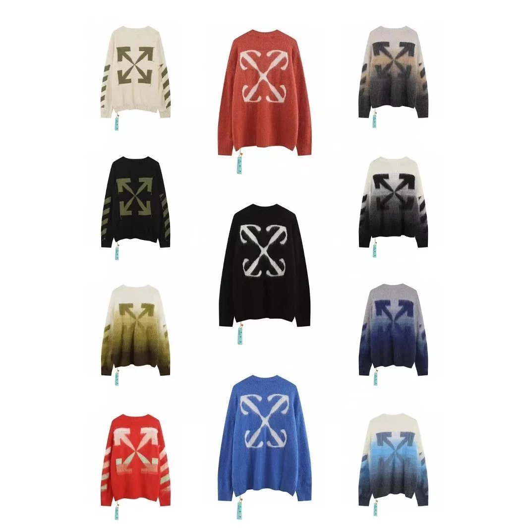 OFF-WHITE sweater Sweater Gradient Print Men's and Women's Loose Sweater Top Collection CY