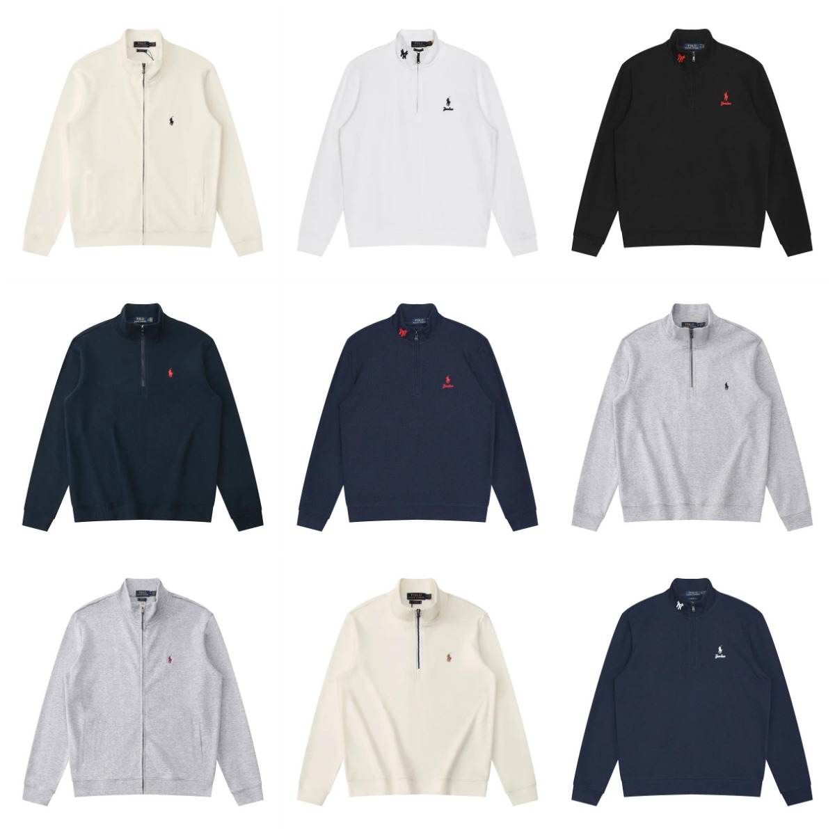 Ralph Lauren Sweater long-sleeved jacket YQ19 Cotton Half-height Zipper New Style Pony Collar Casual