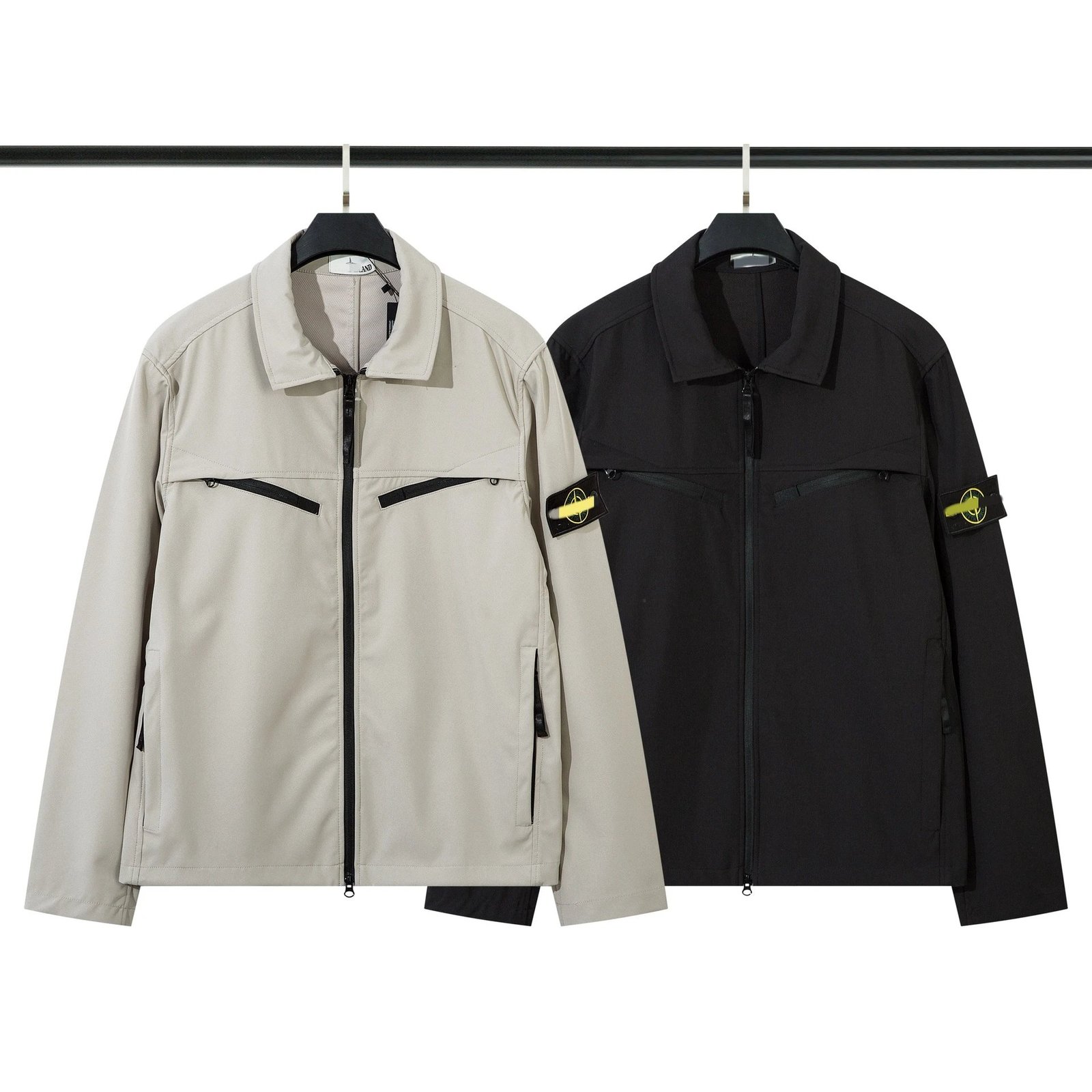 Stone Island jacket Spring 2025 Solid Color Soft Shell Shirt Jacket Simple Casual Tooling Retro Zipp