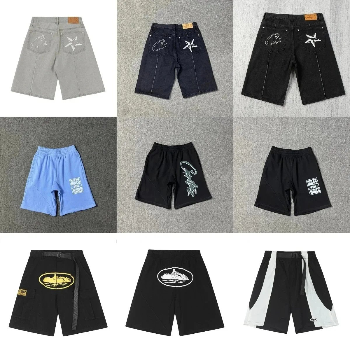 Corteiz Short Top Quality L20 Evil Family Classic Printed Retro Street Denim Shorts American Loose C