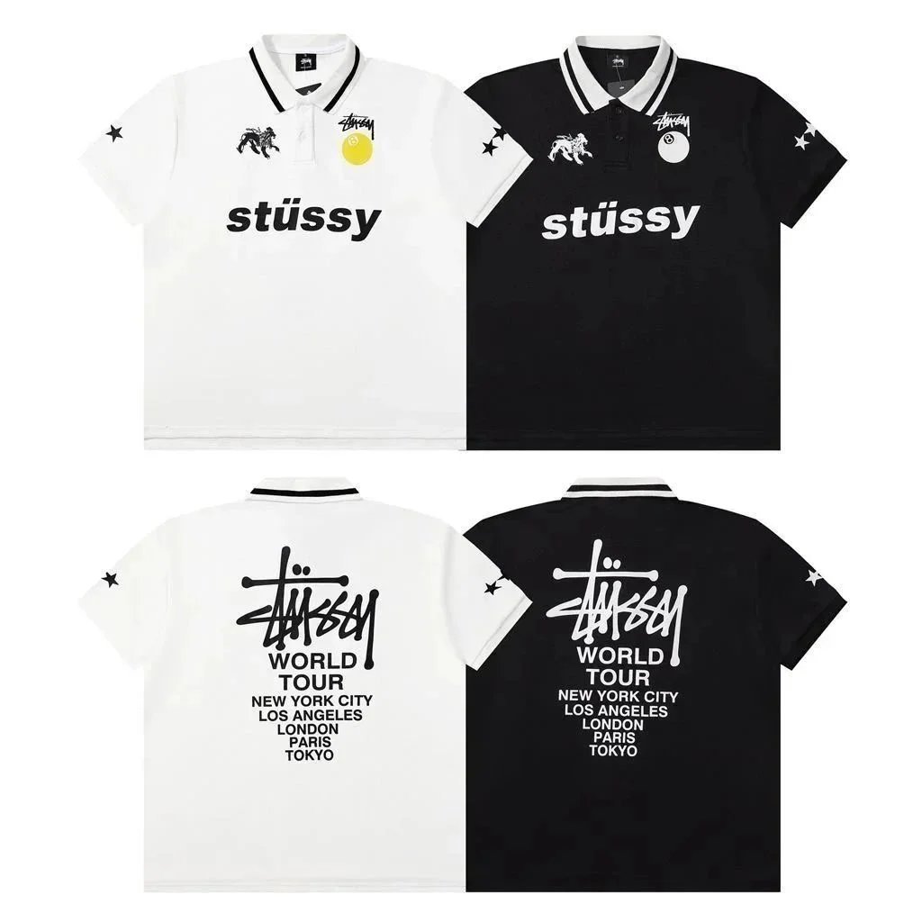 Stussy Polo T-shirt TEE  New fashion Joker tattered shirt 002