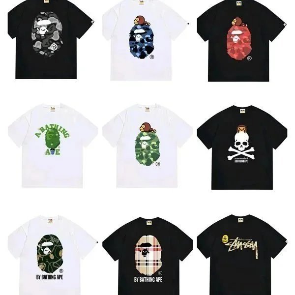  A Bathing Ape T-shirt Short Sleev（Many styles）  FKX05 Men And Women High Quality Yuan Man Short Sle