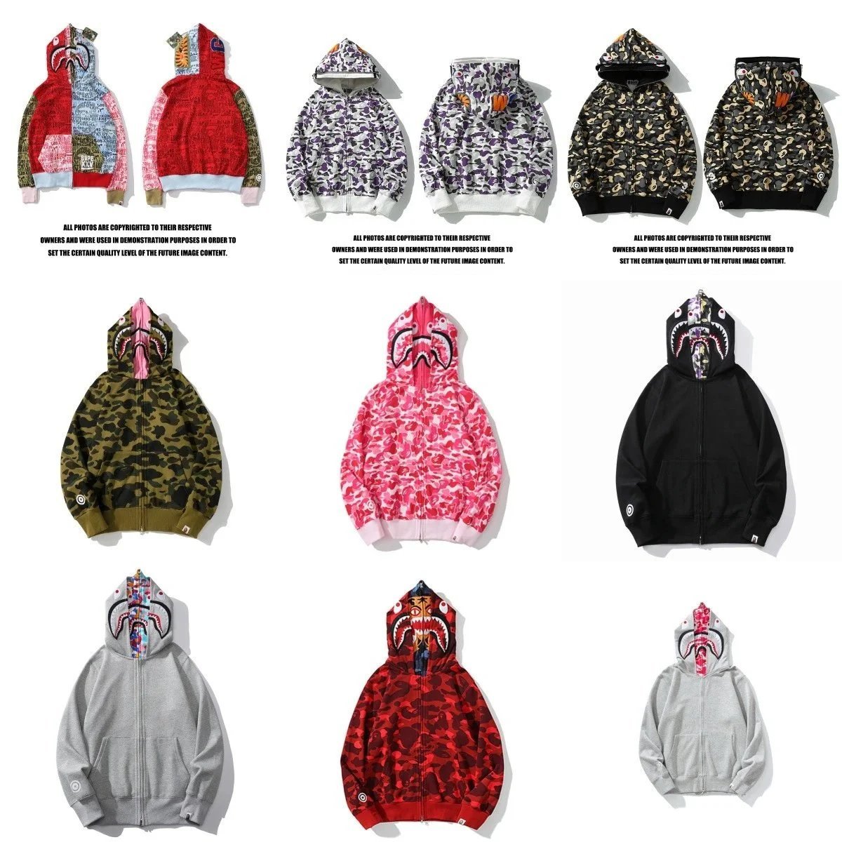 bape hoodie Spring and Autumn Japanese Double Hat Sweater Fake Two-piece Cardigan Zipper Hoodie Yout