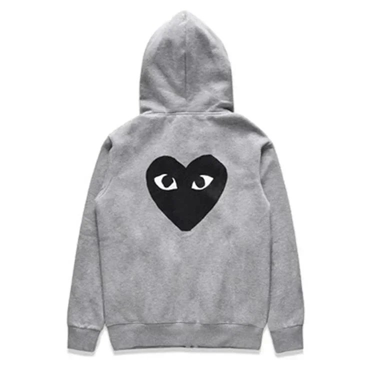 Play Hoodie Small black heart embroidery autumn and winter long sleeve fleece-lined sweater