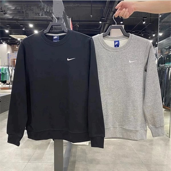 Nike hoodie Men's and women's sports leisure crew neck pullover cotton fleece-lined warm breathable 