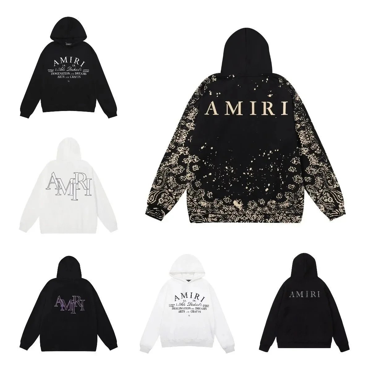 Amiri Hoodie New All-match Hat Collar Sweatshirt 076