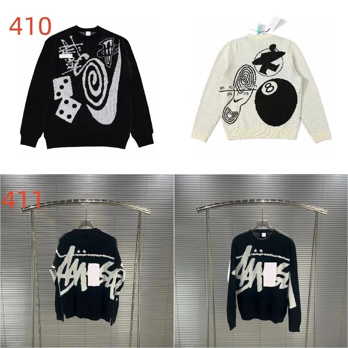 Stussy down Sweater 23S STU New Knitwear Arc Letter Print Men's and Women's Sweater Couples All-matc