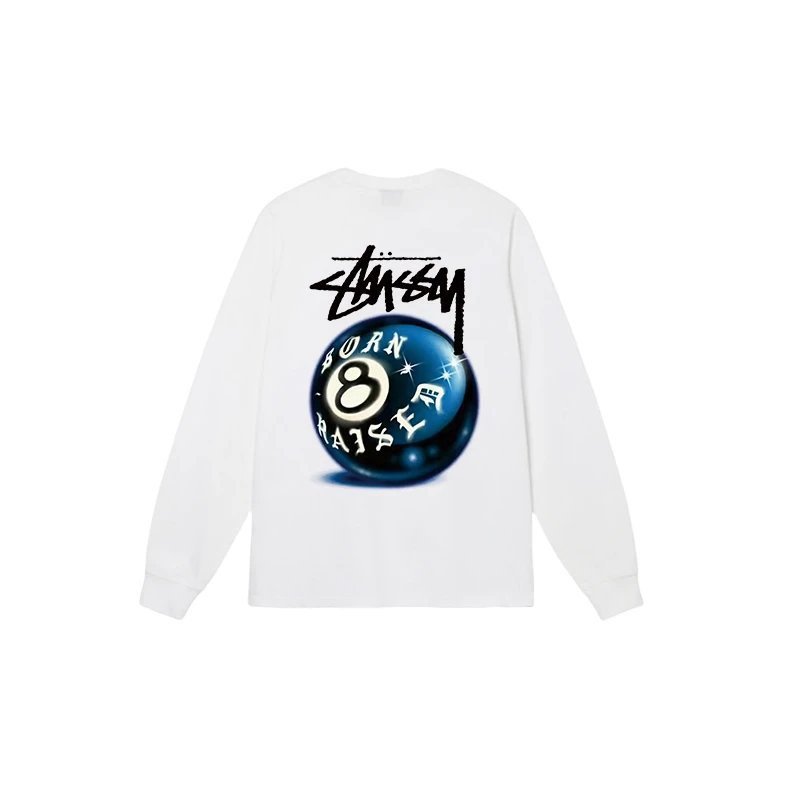Stussy Sweater High quality 25 printed 260g cotton round neck sweater lu