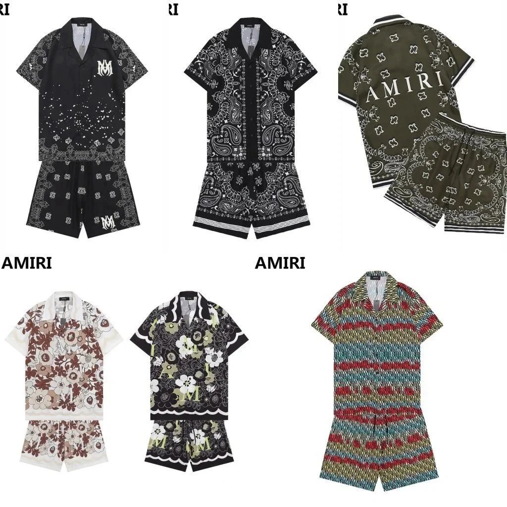  AMIRI T-shirt POLO Casual short-sleeved shirt sports suit