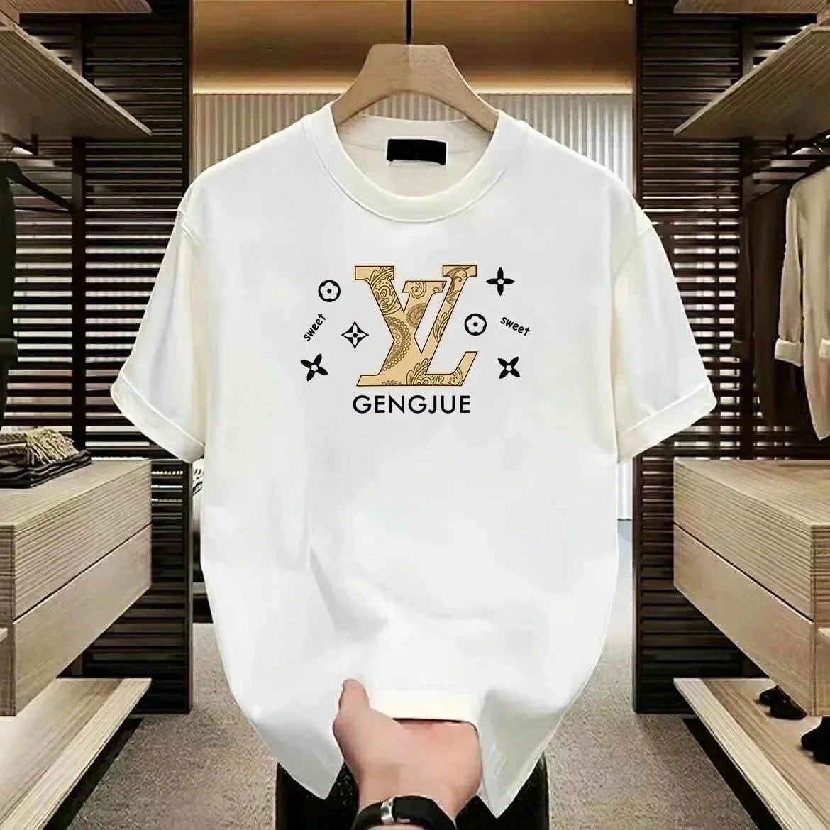  lv  t-shirt  [30 Colors]100% Cotton Summer T-shirt Short-sleeved Men's and Women's Students Korean 