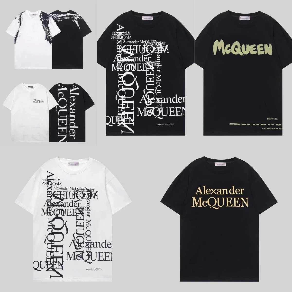  McQueen T-shirt Letters graffiti colorful men's and women's T-shirt CY