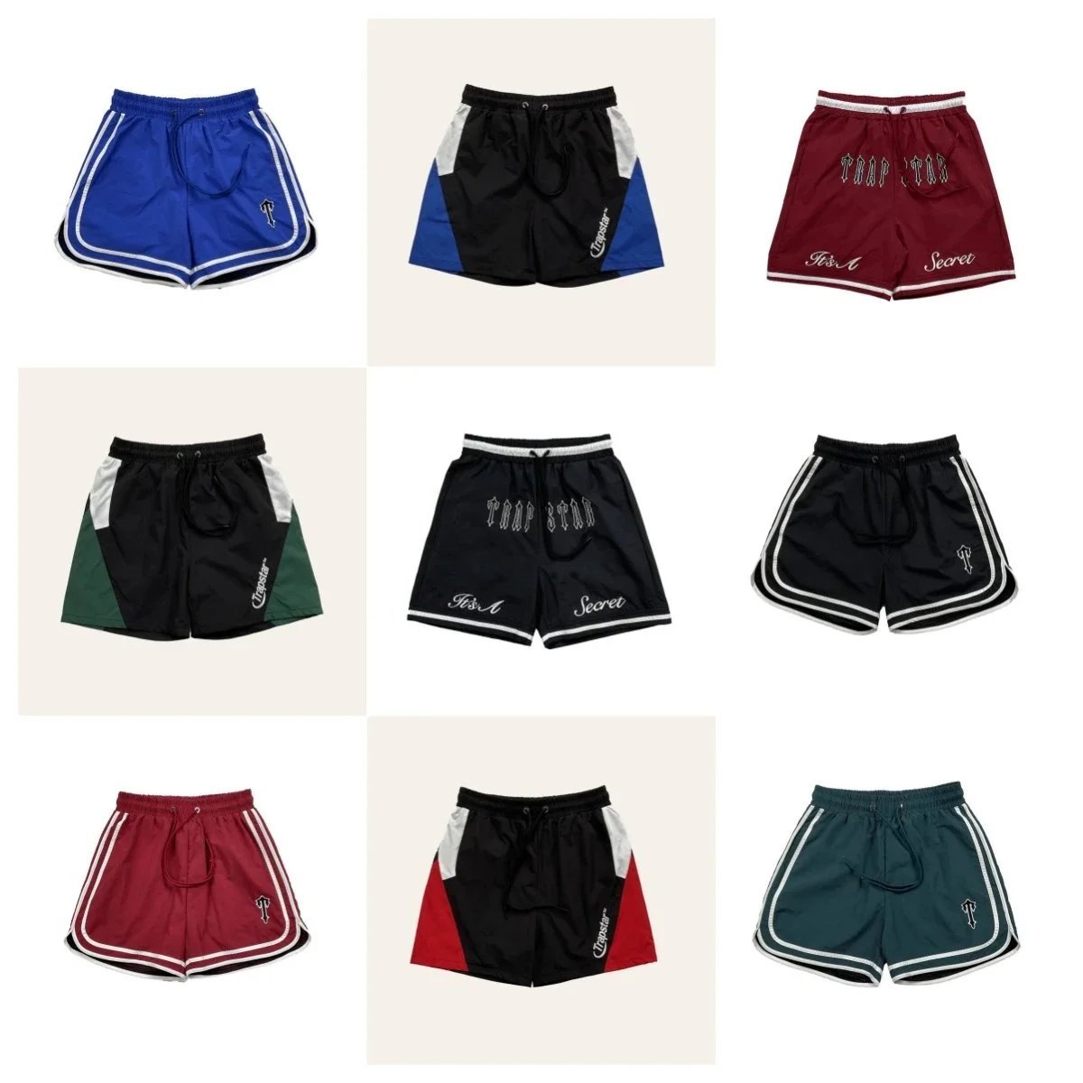 Trapstar shorts Letter Stitching Contrast Drawstring Shorts