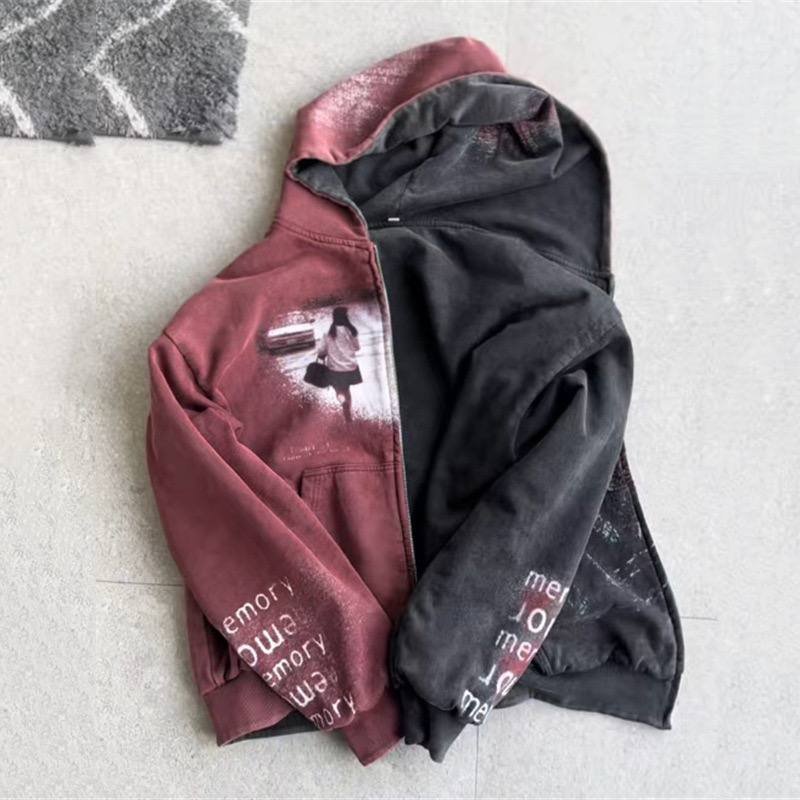 lily chou chou zip Double-sided hooded zip-up sweatshirt