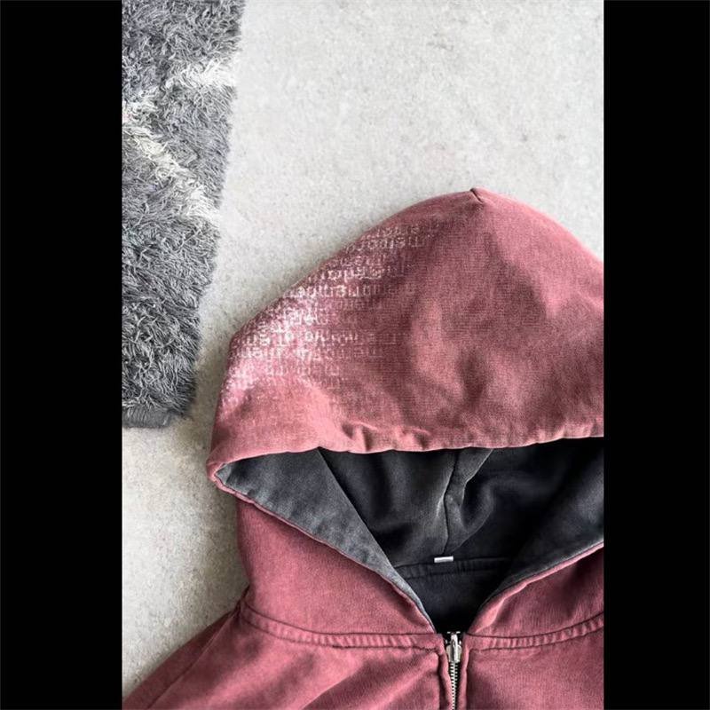 lily chou chou zip Double-sided hooded zip-up sweatshirt