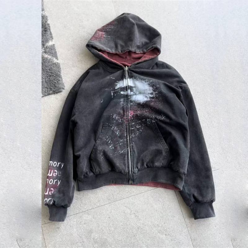 lily chou chou zip Double-sided hooded zip-up sweatshirt