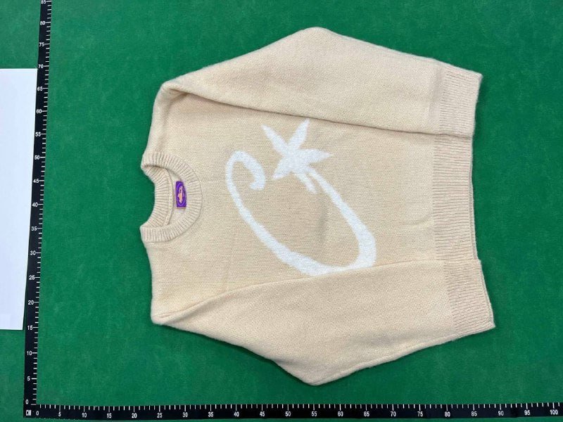 WDD01 American Street Hip Hop Embroidered Alphabet Collar Zipper Cardigan Knitted Sweater