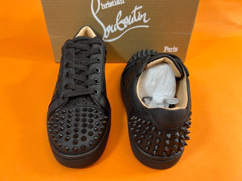 New 2024cl Electric Embroidered Men's Shoes Red Bottom Shoes Black Embroidered Low-top Casual Shoes